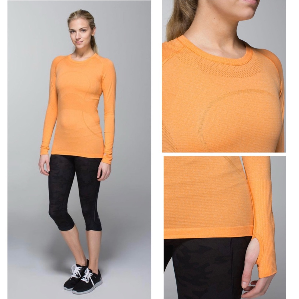 Lululemon🍋Run: Swiftly Tech Long Sleeve Heathered Creamsicle Pop Size 4 - Picture 15 of 16